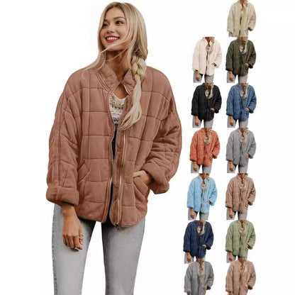 Women's quilted hooded jacket with zipper and pockets NOVAE