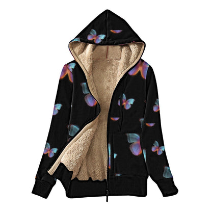 Women's cozy jacket with hood and colorful butterfly design NOVAE