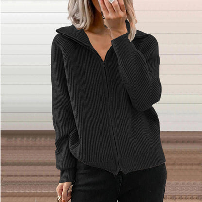 Women's cardigan with zipper and hoodie NOVAE