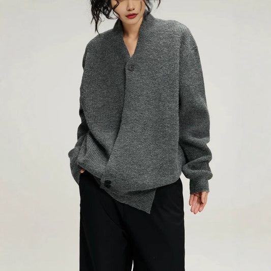 Women's fashionable knit cardigan with trendy lapel NOVAE