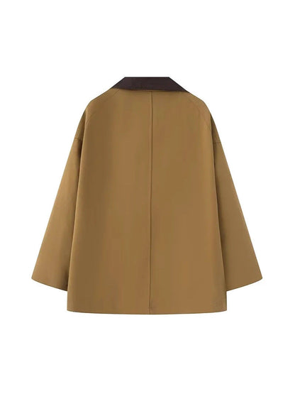 Women's oversized trench jacket with classic stand-up collar and practical pockets NOVAE