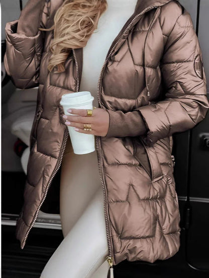 Women's fashionable and warm quilted jacket with hood NOVAE