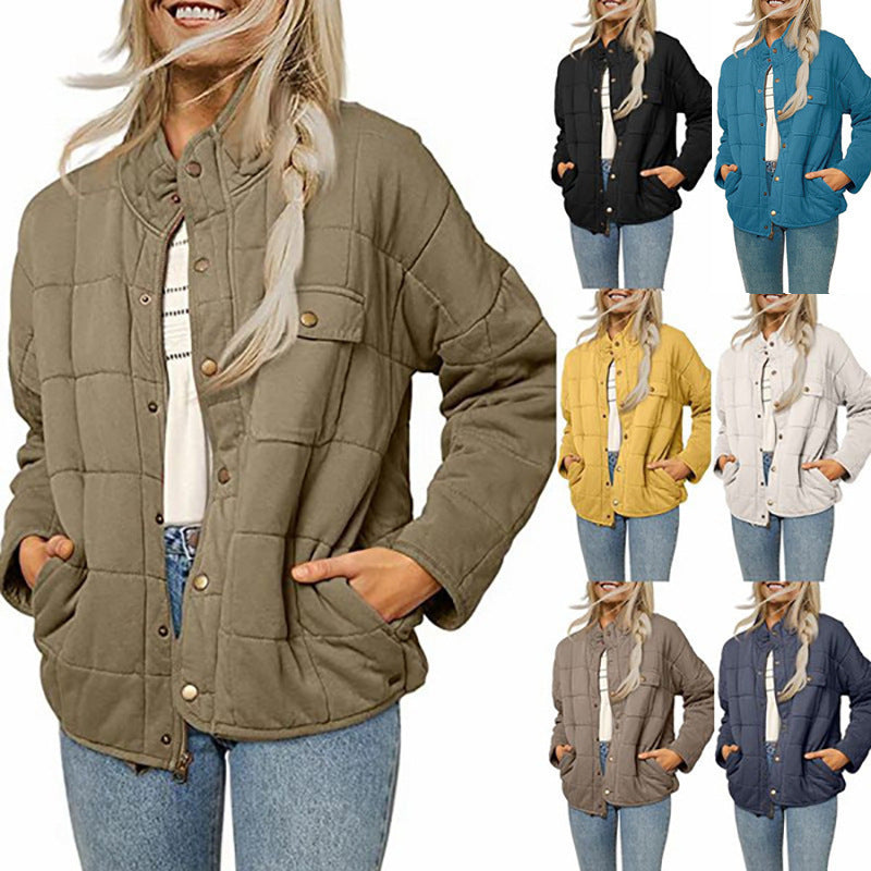 Women's quilted jacket with decorative button NOVAE