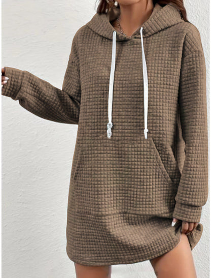 Women's hoodie dress with practical kangaroo pocket and modern knit design NOVAE