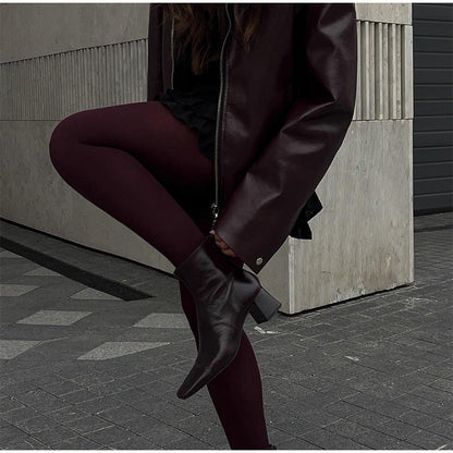 Women's modern faux leather jacket in an oversized cut with classic details NOVAE