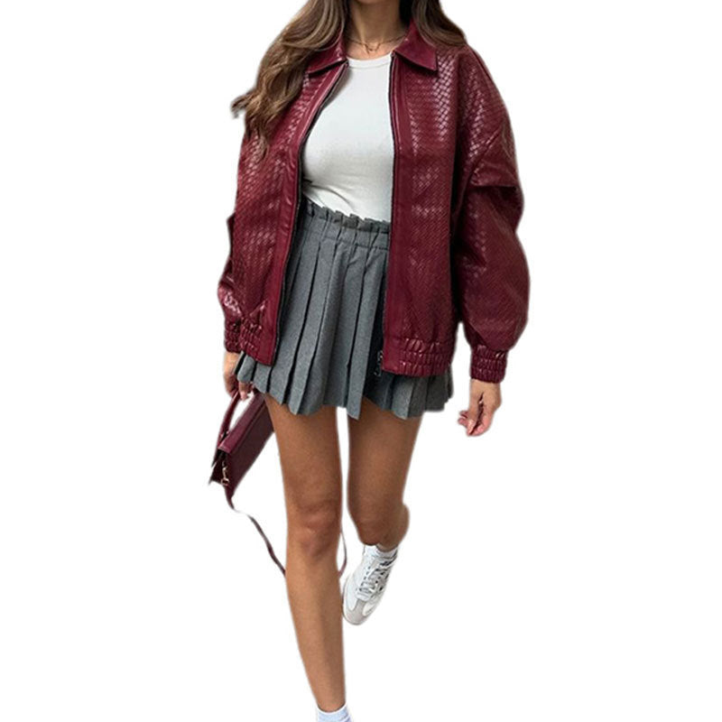 Women's faux leather jacket in a modern oversized style NOVAE