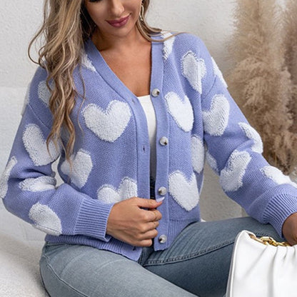 Women's cozy cardigan with heart pattern NOVAE
