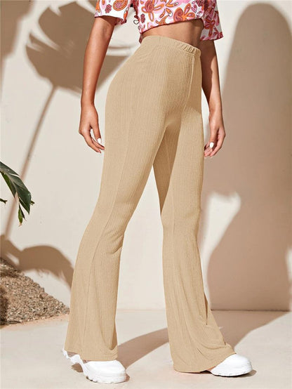 Women's casual bootcut trousers with ribbed texture NOVAE