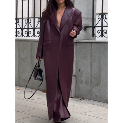 Women's trench coat made of high-quality faux leather with waist belt NOVAE