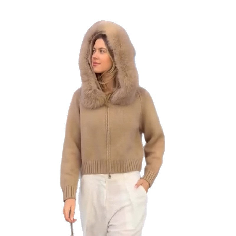 Women's Cozy Cardigan with Fur Collar NOVAE