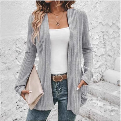 Women's cardigan with open design and practical pockets NOVAE