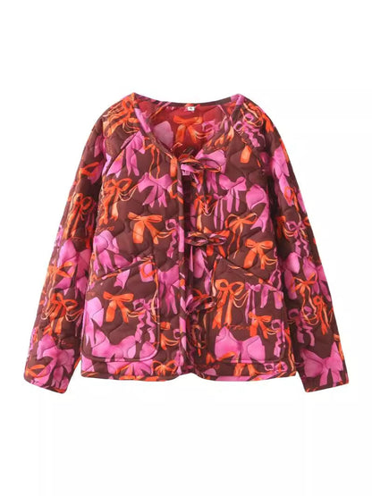 Women's quilted jacket with playful bow pattern NOVAE