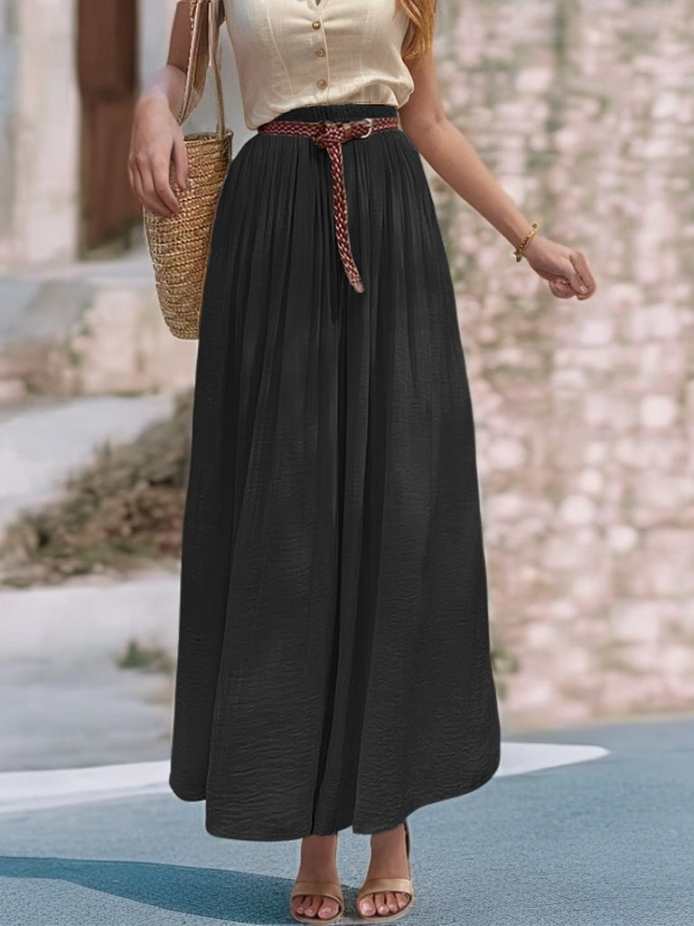 Women's Long Maxi Skirt with Elastic Waistband and Flowing Fabric NOVAE