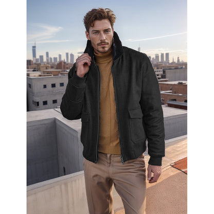 Men's bomber jacket with fleece collar and practical pockets NOVAE