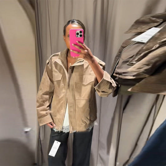 Women's Casual Suede Jacket with Practical Pockets and Modern Cut NOVAE