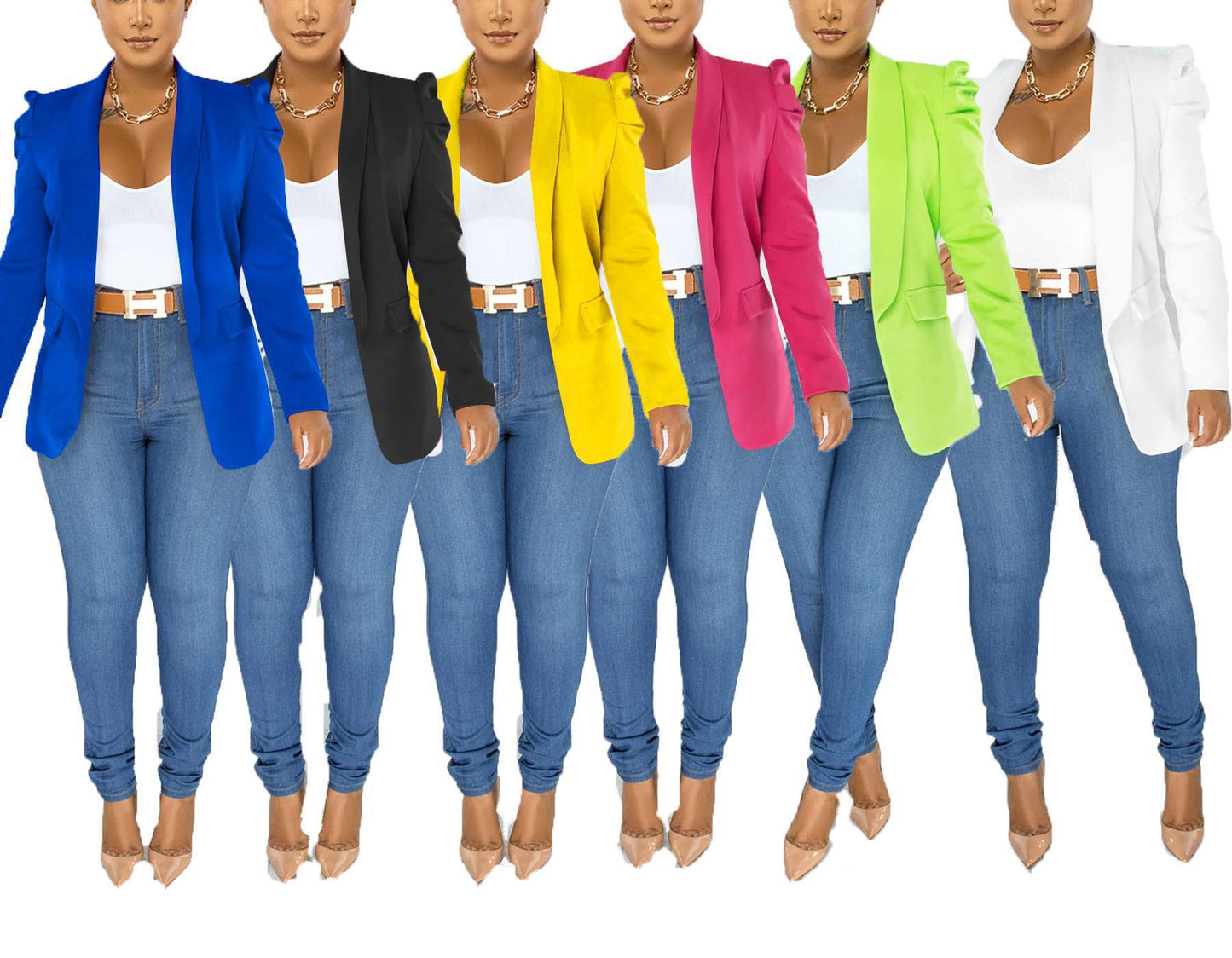 Women's Elegant Blazer Jacket with Puff Sleeves and Tailored Cut NOVAE