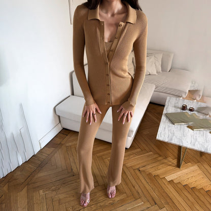 Women's knit loungewear set with elegant button detail and figure-hugging cut NOVAE