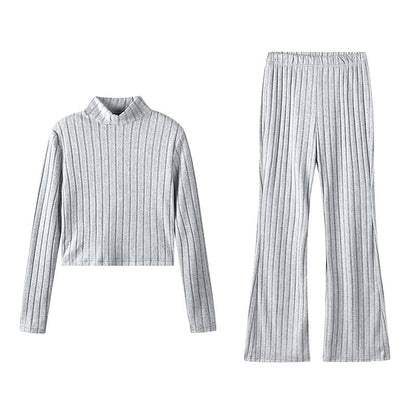 Women's two-piece set with high-necked sweater and flared trousers NOVAE