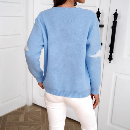 Women's Cozy Sweater with Cloud Pattern NOVAE