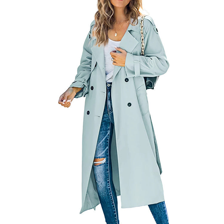 Women's trench coat in lightweight, breathable fabric with double-breasted button fastening and side pockets NOVAE