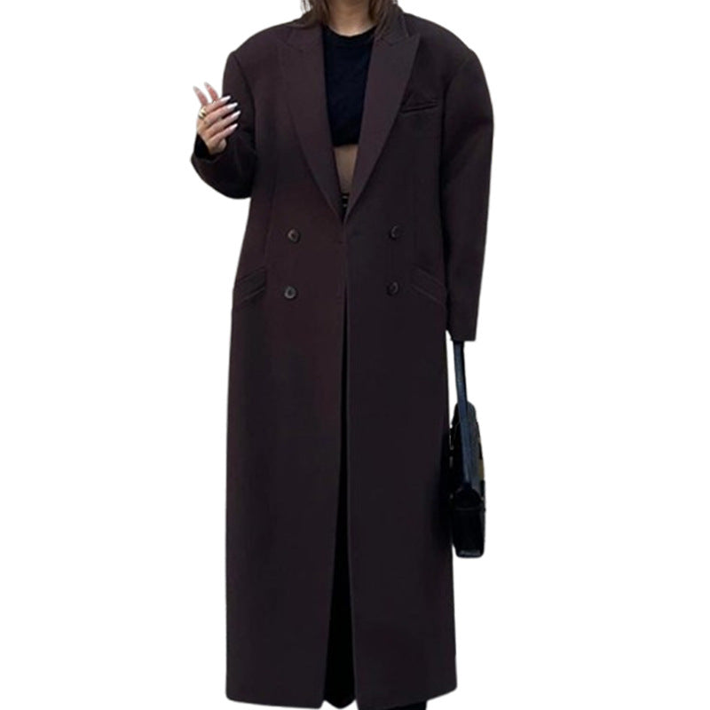 Women's Oversized Blazer Coat with Double Button Closure and Wide Shoulders NOVAE