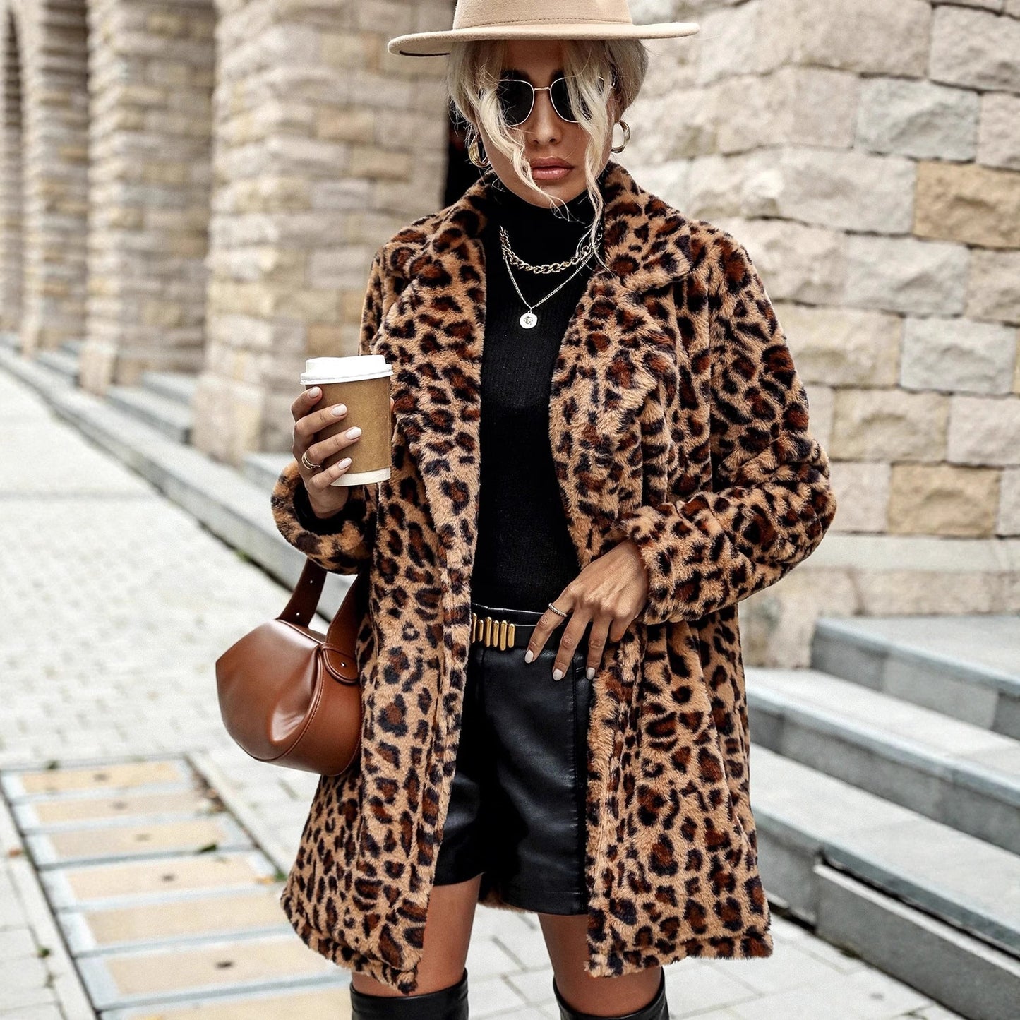 Women's luxury leopard-print fur jacket NOVAE