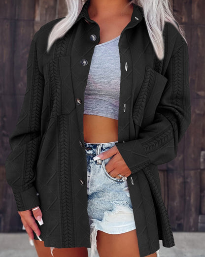 Women's Oversized Shirt Jacket with Textured Design NOVAE
