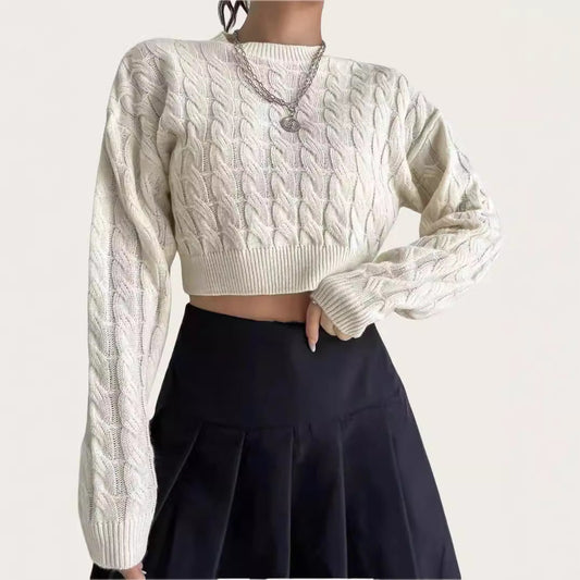 Women's cozy cropped cable-knit sweater NOVAE