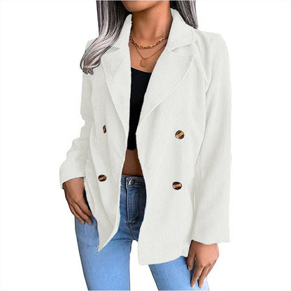 Women's fashionable corduroy jacket with double button placket NOVAE