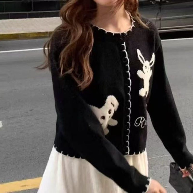 Women's playful cardigan with animal motif and button details NOVAE