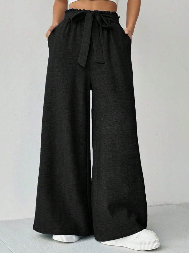 Women's wide-leg trousers with adjustable waistband NOVAE