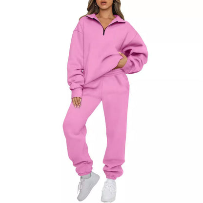 Women's casual hoodie tracksuit with zip and waistband-free trousers NOVAE