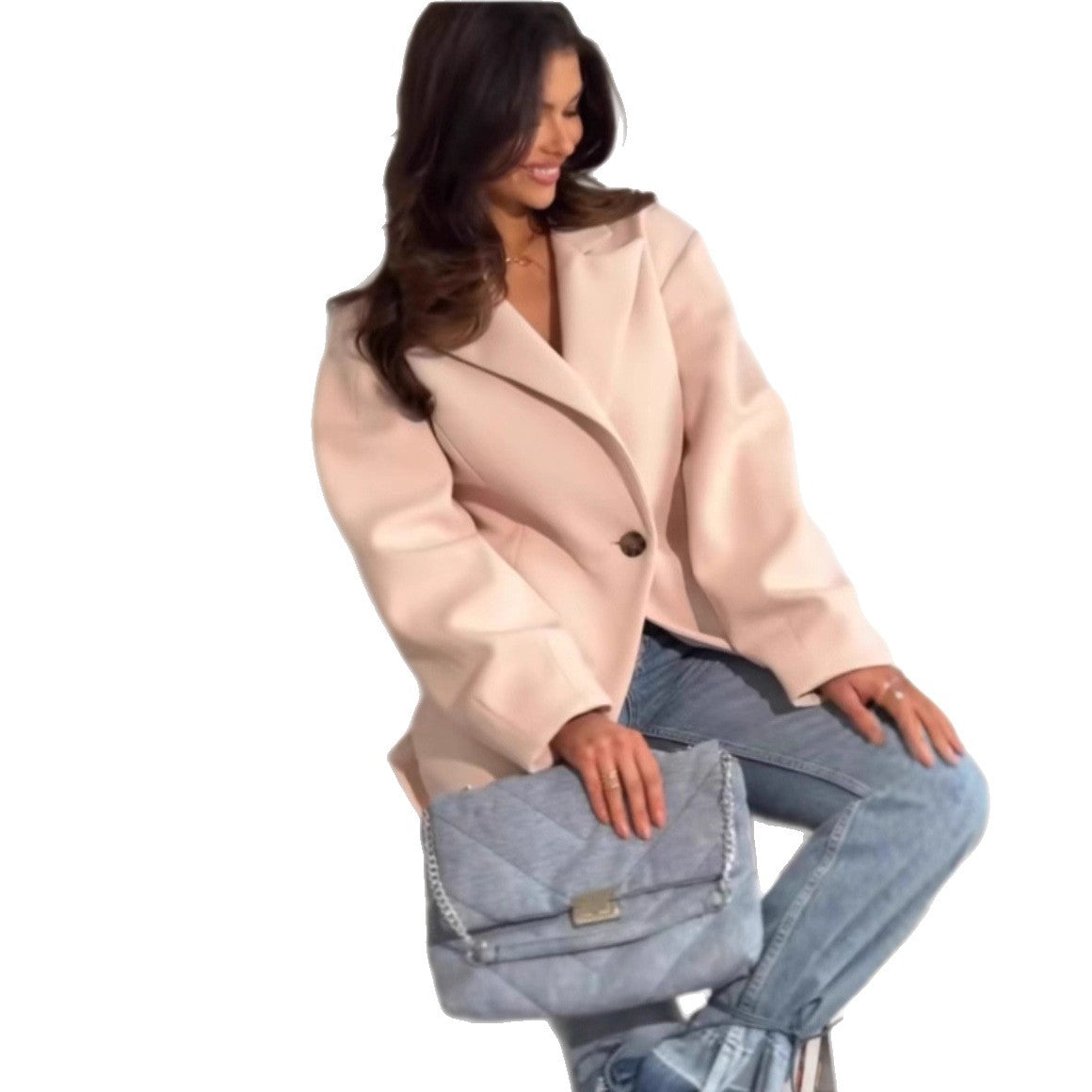 Women's oversized blazer jacket with an elegant cut and voluminous sleeves NOVAE