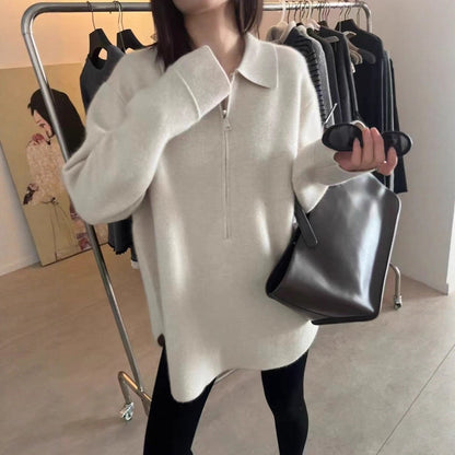 Women's Fashionable Pullover with Zipper and Collar NOVAE