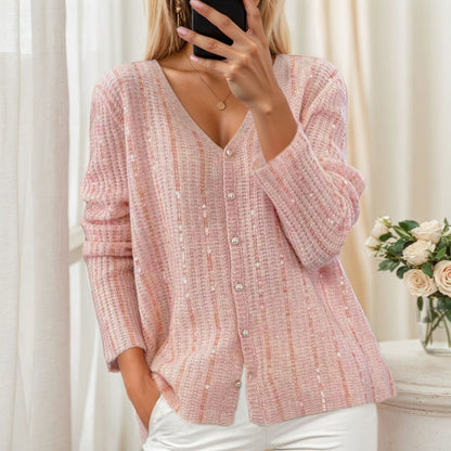 Women's Glittery Cardigan with V-Neck and Cozy Feel NOVAE