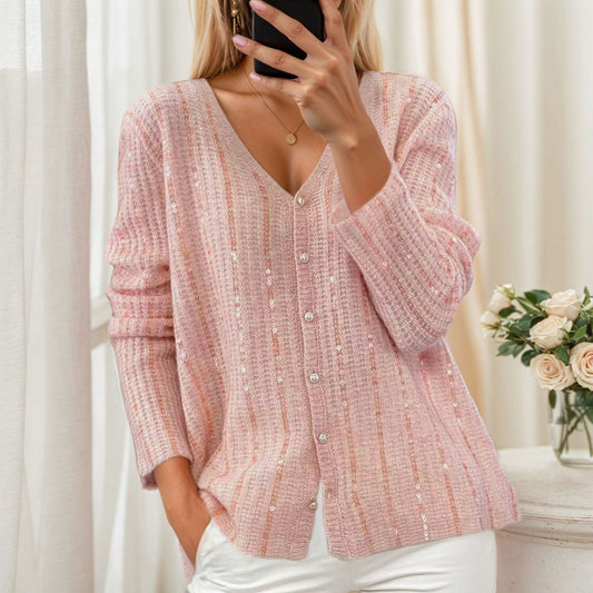Women's Glittery Cardigan with V-Neck and Cozy Feel NOVAE