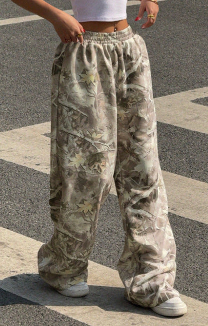 Women's Wide-Leg Printed Trousers with Elastic Waistband NOVAE