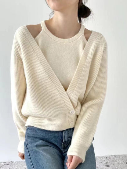 Women's open-cut ribbed cardigan NOVAE