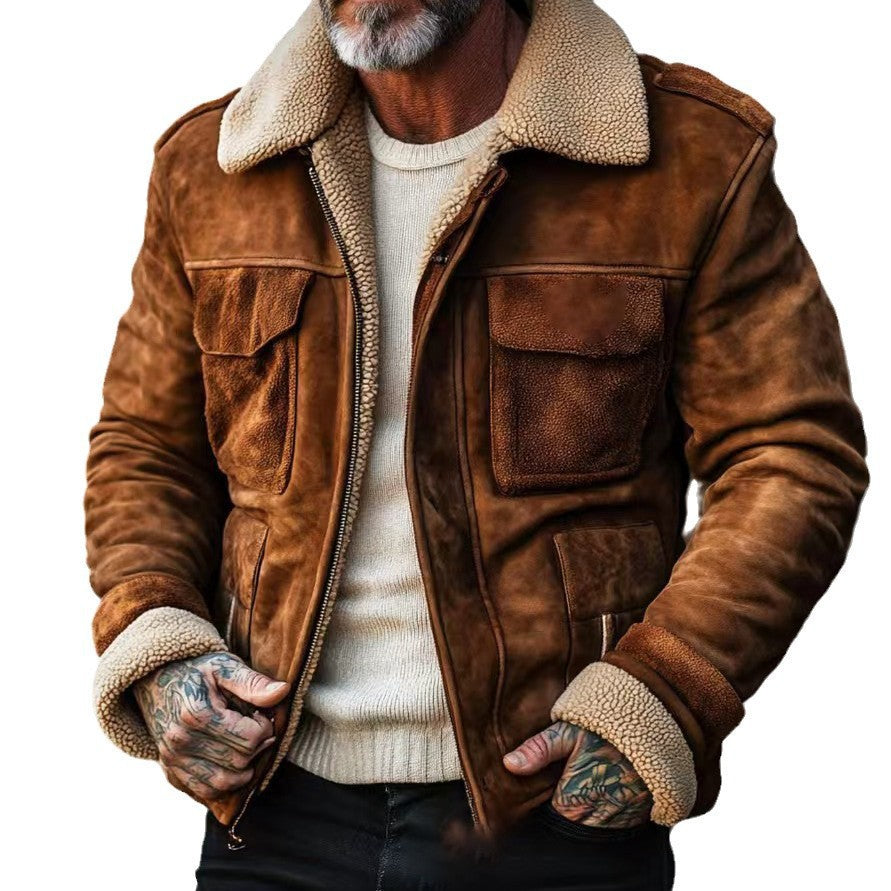 Men's stylish leather jacket with warm lining NOVAE