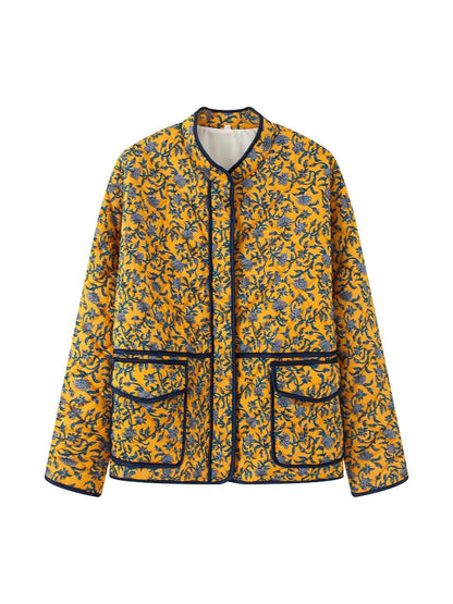 Women's quilted floral pattern jacket with practical pockets NOVAE