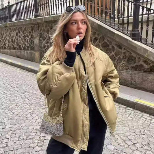 Women's casual bomber jacket with elasticated waistband and practical pockets NOVAE