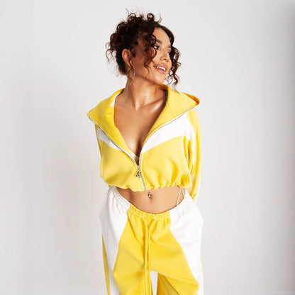 Women's cropped sports jacket with high collar and elasticated waistband NOVAE