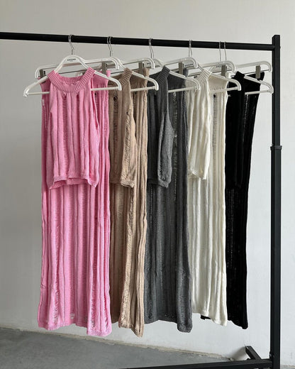 Women's two-piece outfit with elegant knit pattern NOVAE