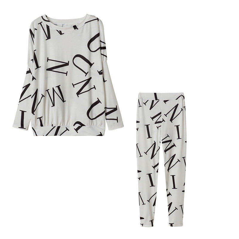 Women's pajama set with long-sleeved top and elasticated pants NOVAE