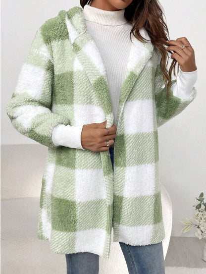 Women's cozy plaid jacket with soft material and relaxed fit NOVAE