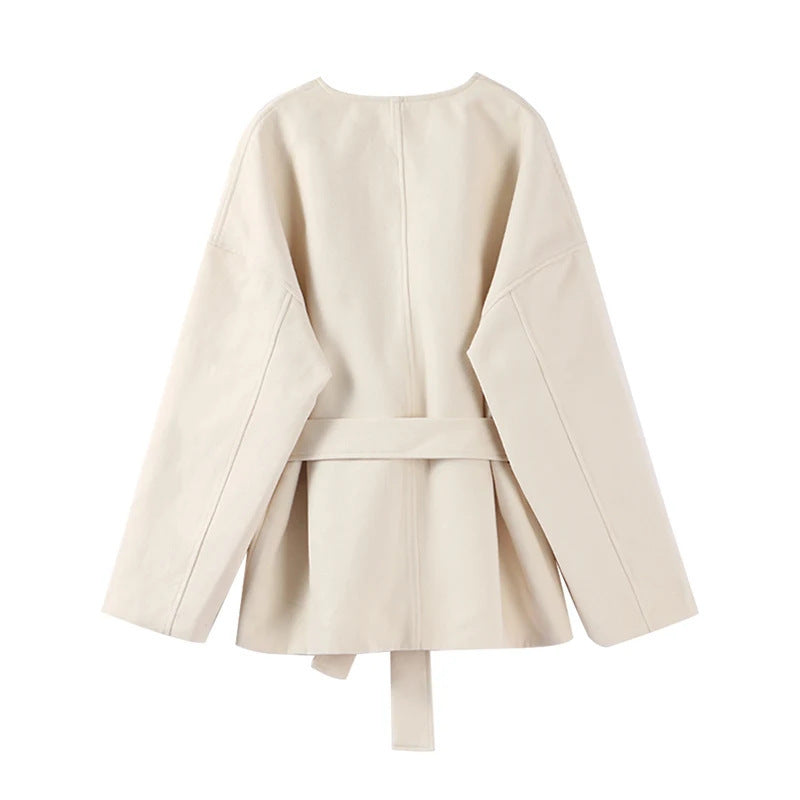 Women's fashionable wrap jacket with belt and elegant cut NOVAE