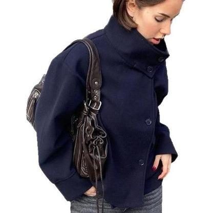Women's fashionable wool jacket with structured collar and elegant cut NOVAE