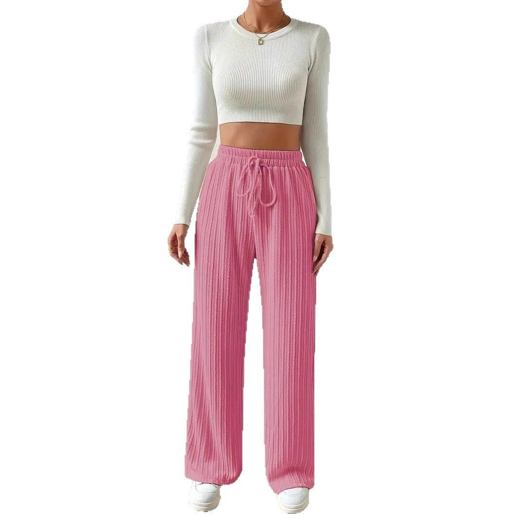 Women's Comfortable Fabric Trousers with Textured Surface NOVAE