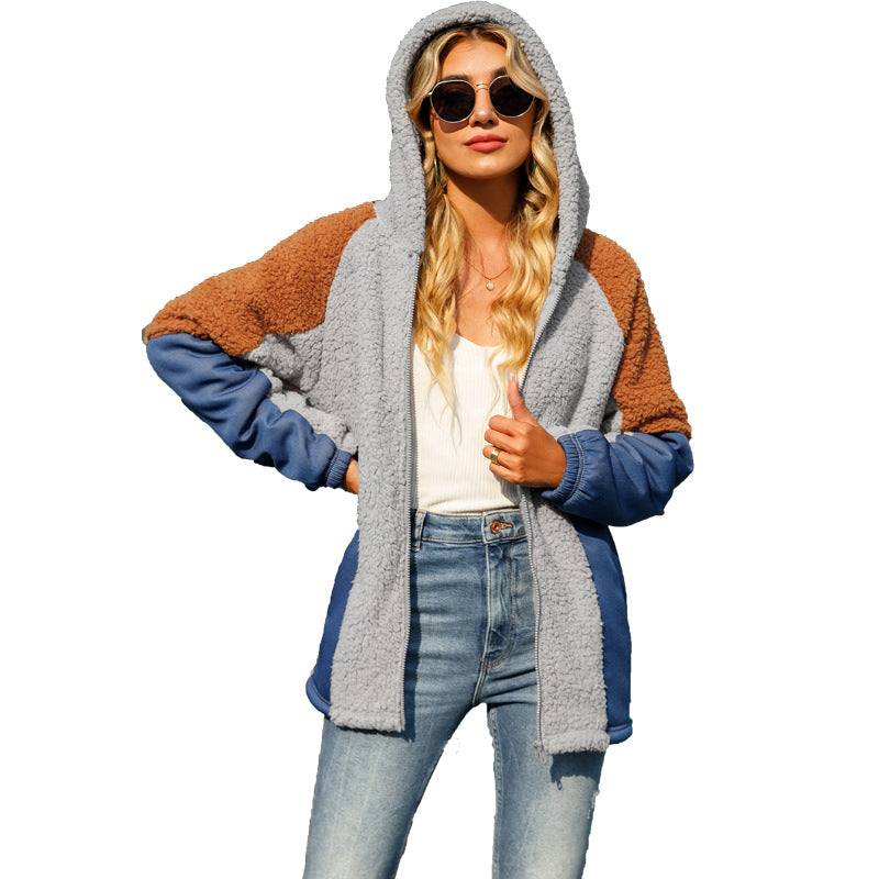 Women's cozy fleece jacket with hood NOVAE