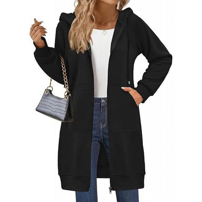 Women's fashionable hooded jacket with side pockets and zipper NOVAE